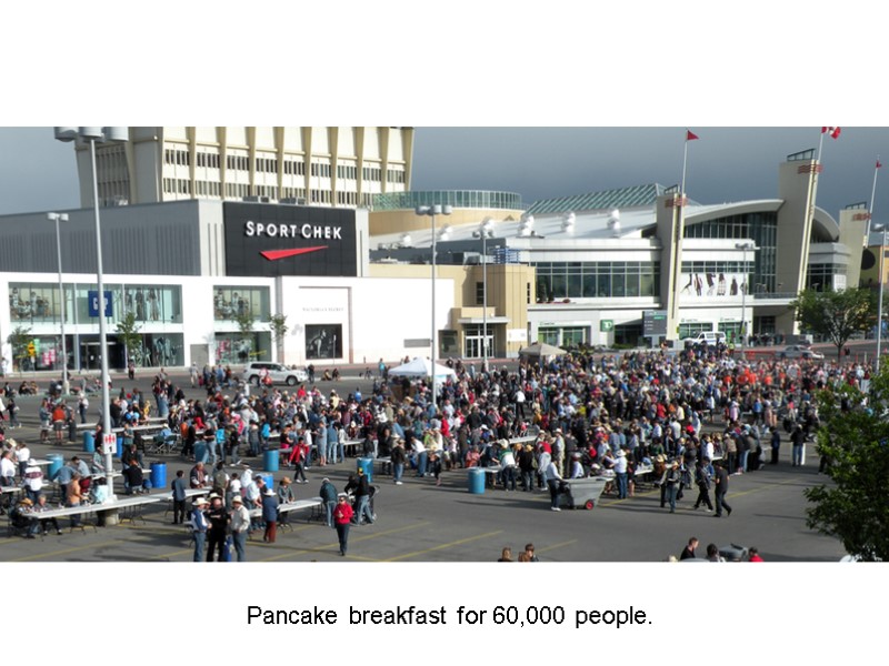 Pancake breakfast for 60,000 people.